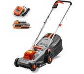 Cortacésped a batería fuxtec 20v incl. batería+cargador, cesta recolectora de 30 l, ancho de corte 30 cm, silencioso/ligero fx-e1rm20eco-set