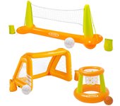 Pack intex juegos piscina con vóley hinchable + canasta flotante + portería acuática (6 piezas)
