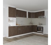 Set cocina haaus karo v35, roble bronce/blanco, encimera thermo 28 mm, l 320 x 160 cm