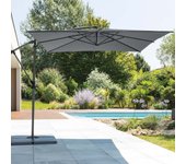 Hespéride - sombrilla colgante cuadrada manoa gris pizarra - 2.5 x 2.5 m