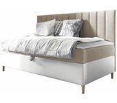 Cama continental baltimore 165, continental, individuales, de color marrón claro, 80x200, tapiz, cuero ecológico, somieres, 88x205x115cm