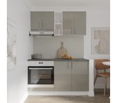 Set cocina haaus karo v4, gris brillante/blanco, mdf, encimera thermo 28 mm, l 140 cm