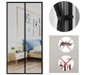 Mosquitera magnética para puerta y ventana, 90 x 210 cm, mosquitera magnética, cortina antimoscas para puerta exterior, color negro