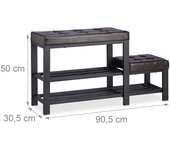 Banco de entrada mueble zapatero taburete 90,5 cm marrón 13_0000352