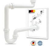 Bernstein - desagüe de plástico para lavabo, fregadero y lavabo de baño con juntas y doble anillo de estanqueidad - blanco - conexión 1 1/4' ø32mm