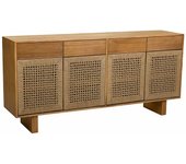 Aparador de madera y cuerda trenzada marrón 160x36x75