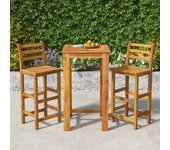 Vidaxl mesa y taburetes altos de jardín 3 pzas madera maciza acacia