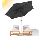 Sombrilla de jardín 270 cm, uv30+, sombrilla de exterior, sombrilla de terraza, manivela, gris, sombrilla de playa