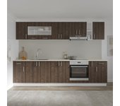 Set cocina haaus karo v25, roble bronce/blanco, encimera thermo 28 mm, l 580 cm