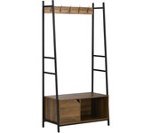 Perchero con zapatero homcom melamina de madera, metal marrón rústico 84x40x169 cm 837-284v00bn