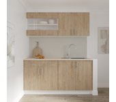 Set cocina haaus karo v8, madera natural/blanco, encimera thermo 28 mm, l 160 cm