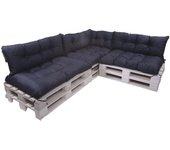 Conjunto de 7 cojines para palets, 3x asiento 120x60 y respaldo 120x40cm, conjunto de cojines para muebles de jardín azul oscuro, cojín de jardín