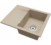 Fregadero cocina beige 47,4x58,4cm, fregadero granito 1 seno + sifón