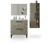 Pack de baño con lavabo cerámico y columna sense plus v2 roble alaska 80 x 80 x 45 cm