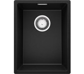 Primagran fregadero bajo encimera negro 36x47cm, fregadero cocina 1 seno + sifón, fregadero granito al mueble 40cm - london