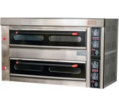 Cleiton® horno de pizza industrial doble eléctrico 8+8x32 cm con suelo cerámico refractario y termostato de calidad | temperatura max 400°c - 13200 w