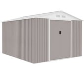 Caseta de jardín de metal 8,84 m² 277 x 319 x 202 cm kit de anclaje incluido taupe