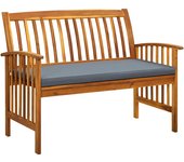 Banco de jardín muebles de terraza exterior con cojín 119 x 64 x 90 cm madera maciza de acacia 02_0011346