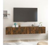 Muebles para tv colgantes 3 uds roble ahumado 60x30x30 cm
