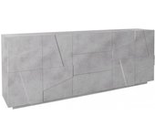 Aparador augusto, aparador de cocina de 4 puertas, buffet de salón, 100% made in italy, 162x44h86 cm, cemento
