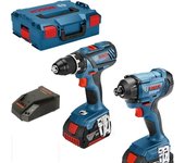 Kit bosch gsr 18v-28 taladro atornillador + gdr 18v-160 impact driver + 2 x 4.0ah baterías - l 06019g5107