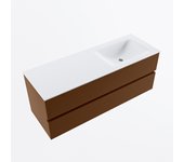 Mondiaz vica 130cm mueble de baño rust 2 cajones. con lavabo cloud derecho 1 orificio color talc