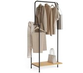 Newlux perchero burro negro hangy wood 100 hasta 18kg con zapatero, resistente, 2 alturas