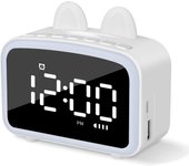 Reloj despertador lcd con luz nocturna, altavoz bluetooth incorporado, termómetro, radio, soporte de smartphone. batería recargable.
