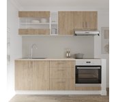Set cocina haaus karo v12, madera natural/blanco, encimera thermo 28 mm, l 200 cm