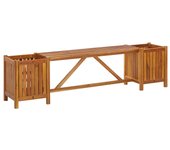 Banco de jardín muebles de terraza exterior con 2 maceteros 150x30x40 cm madera de acacia 02_0011341