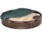 Arenero para niños outsunny hdpe marrón 123x123x22.5 cm