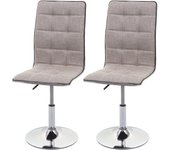 Juego de 2 sillas de comedor de cocina regulables en altura en tejido gris crema, diseño chic y elegante 04_0000350