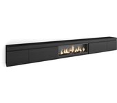 Mueble tv, televisión, 368x35x45cm, chimenea eléctrica xxl, negro