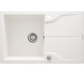 Fregadero de cocina blanco 78 x 49 cm en granito con escurridor deante andante zqn_a113 - blanco