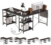 Escritorio multifuncional tbfit – escritorio en l con estantes, alimentación usb, espacio optimizado para teletrabajo y gaming