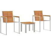Vidaxl tumbona con sillas de jardín 3 pcs de madera maciza de acacia