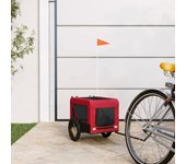 Vidaxl remolque de bicicleta mascotas hierro tela oxford rojo negro