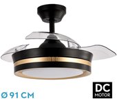 Ventilador dc viper negro/oro 48w 3aspas 91d 4800lm 6vel 3000k,4500k,6000k, remot+temporizador+memoria
