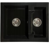 Fregadero cocina negro 47,5x58,2cm, fregadero granito 1,5 senos + sifón