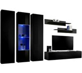 Mueble de tv fly c5 de diseño, color negro brillante. mueble colgante moderno y a la moda para tu sala de estar.