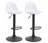 Juego de 2 taburetes de bar modernos y confortables con asiento de pvc blanco, carcasa de plástico y pata 10_0004237