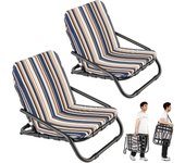 Juego de 2 sillas playa plegables ligeras con estructura de aluminio, silla portátil con respaldo bajo para piscina jardín, carga 135kg