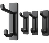 Ganchos de pared adhesivos negros de 4 piezas, toallero de baño, toallero de cocina, perchero adhesivo, montaje en pared sin taladrar, impermeables