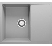 Primagran fregadero cocina gris 62x50cm, fregadero granito 1 seno + sifón, fregadero sobre encimera al mueble 45cm - ibiza
