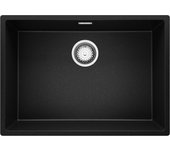 Primagran fregadero bajo encimera negro metallic 66x47cm, fregadero cocina 1 seno + sifón, fregadero granito al mueble 70cm - london