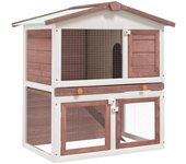 Vidaxl jaula conejera con 3 puertas madera marrón
