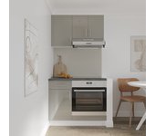 Set cocina haaus karo v1, gris brillante/blanco, mdf, encimera thermo 28 mm, l 100 cm