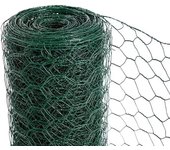 Malla de alambre para aviario, malla de alambre para gallinero, 0,5 x 10 m, malla de alambre de acero galvanizado, malla de 27 x 27 mm, color verde