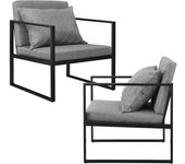 Juego de 2 sillones de salón de diseño con reposabrazos asiento y respaldo acolchados estructura maciza f 03_0005758