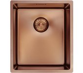 Fregadero pure.sink prestige 34x40 cm pvd cobre con radio de 10 mm para montaje bajo encimera, montaje a ras y montaje sobre encimera ppg3440-62.